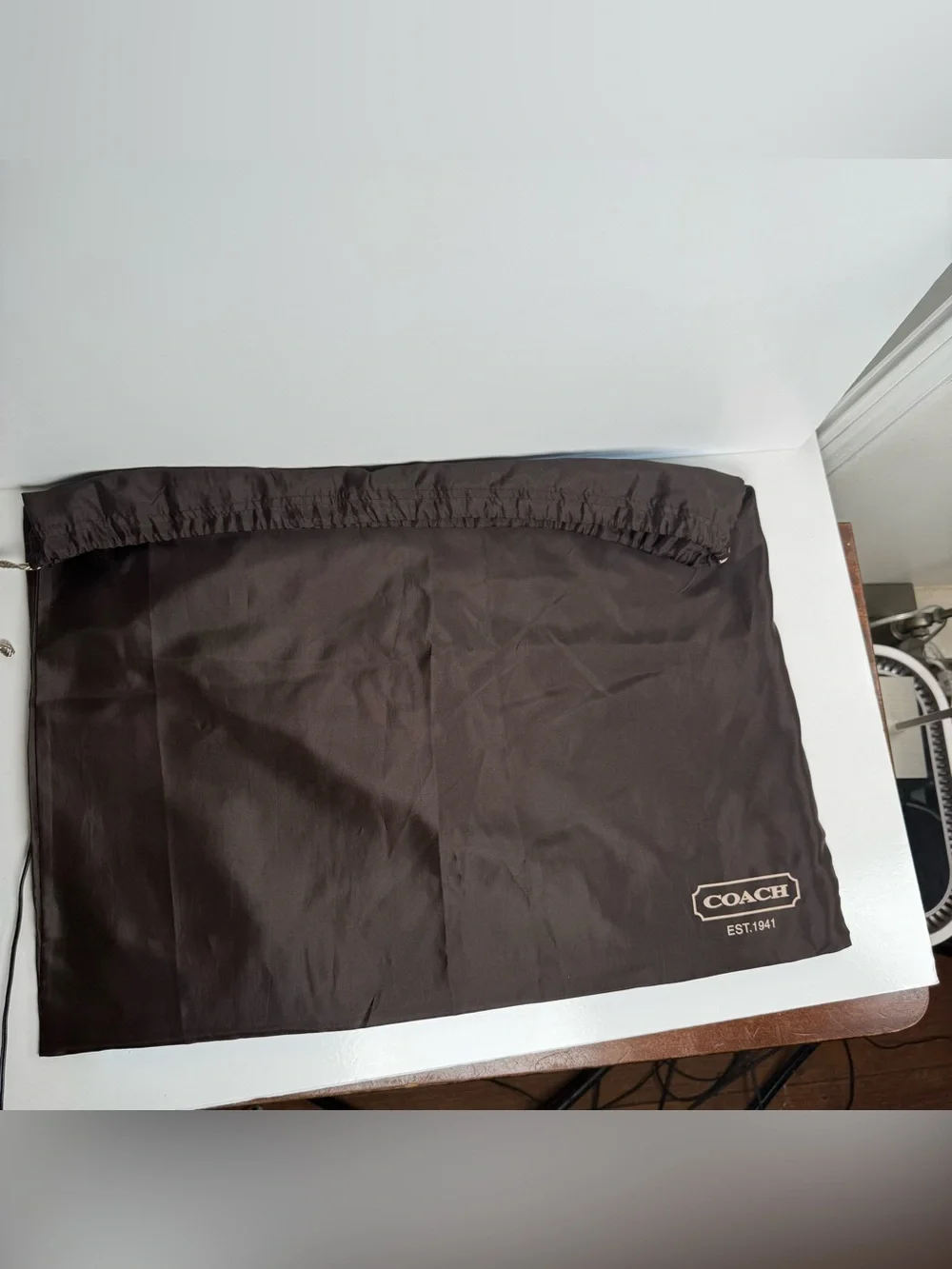 Coach brown sateen Drawstring Dust Bag. 23 by 18 inches.